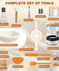 All In One Sourdough Starter Kit With Glass Starter Jar, 9 Inch Proofing Basket, Spatula, Dough Whisk, Lame And Extra Blades, Baking Tools