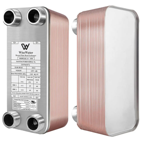 Heavy Duty Water To Water Plate Heat Exchanger 3x8 Inch With 50 Plates Copper Brazed Edges And 316L Stainless Steel Pro Grade Hydronic System Part