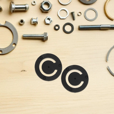 3 Pack Round Rubber Seals for Well Pump Check Valve Weatherproof Replacement Gaskets with hardware on wooden background