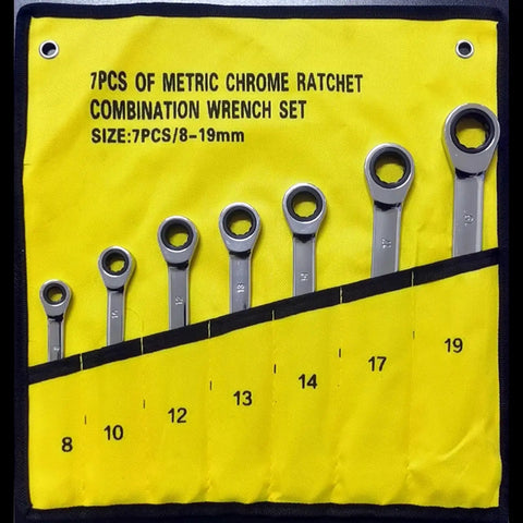 Ratchet Spanner Set With Metric Combination Wrenches Easy Grip Ratcheting Wrenches For Tight Spaces Durable Hand Tool Kit