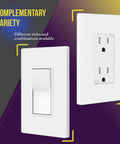 No-Fuss Screwless Decorator Wall Plate 1-Gang White Outlet Cover For Kids and outlets, polycarbonate, glossy finish, 40 pack