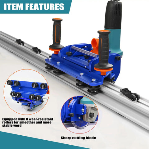 Heavy Duty Electric Orbital Angle Grinder Tile Cutter For Large Ceramic Porcelain Tiles Up To 124 Inches, blue rail cutter with 8 rollers