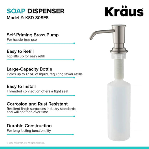 Multi Purpose Kitchen Soap And Lotion Dispenser In Spot Free Stainless Steel With Self Priming Pump No Fuss Easy Top Refills And Durable Heavy Duty Construction.