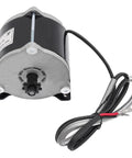 Daily Driver 24 Volt 500 Watt Gear Reduction Brushed DC Motor with exposed wiring and rugged design for electric bikes.