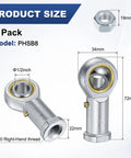 4-Pack PHSB8 Heavy-Duty Rod End Bearings 1/2 Inch Bore 1/2-20 Right Thread Built-To-Last Self-Lubricating Female Thread Steel Joint With Jam Nuts For Forging Machines CNC Equipment Steering Linkages And Automation Tools, 72mm size