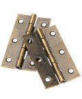 2 Pack Antique Bronze Butt Hinges Straight Up Premium Vintage Decorative Hardware for easy installation on cabinets.