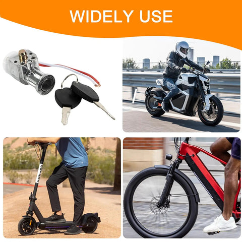 Big Head Key Switch For E Bikes And Motorized Rides Heavy Duty Battery Lock And Waterproof Ignition Switch With Anti Theft Lock Secure On Off Power Universal Cylinder For Electric Scooter Motorcycle ATV Includes 2 Keys
