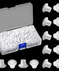 Three Sixteenth Inch Plastic Hole Plugs For Round Holes, Shelf Peg Covers, 300 Piece Set in Transparent Box