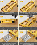 Step-by-step use of All In One Door Hinge Jig And Lock Installation Kit With Aluminum Alloy Adjustable Mortise Template for routers.