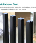 Boss Grade 304 Stainless Steel Railing Kit Square Mid Post For Glass Panels On Decks And Porches For Balconies 53 Inch shown in four vertical posts.