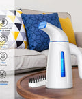 Portable Clothes Steamer For Wrinkle Removal Easy To Use Handheld Travel Steam Iron 700W Power 240ml Big Capacity blue visible.