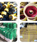 12 Inch Heavy Duty Plate Caster Wheels With Brake, Super Load Bearing Nylon Rollers packed for shipment.