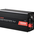 Beefy 4000W Power Inverter Converts 12V DC To 120V AC Modified Sine Wave For RV Truck And Camping Setup, featuring a sleek black design.