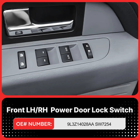 Ford F150 Front Driver Or Passenger Side Power Door Lock Switch Replacement Fits 2009 To 2014 Models OEM 9L3Z14028AA