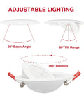 4 Inch Gimbal LED Recessed Light 10 Pack Eyeball Directional Adjustable Dimmable Downlight showing 360° rotation and 90° tilt