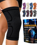 Gym Rat Approved Unisex Compression Knee Support Sleeve Boasting Four Way Stretch Fabric For Peak Flexibility And Serious Joint Armor During Heavy Lifting Sessions And Everyday Hustle In Sleek Black Medium Cut worn on a leg.