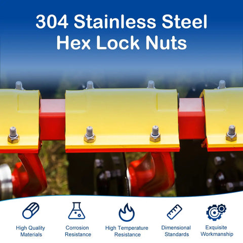 15 Pcs M10 1.5 Nylon Insert Lock Nuts Hex Nylock Self Locking Nut 304 Stainless Steel 18 8 DIN985 for fixtures