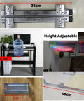 Under Desk Keyboard Tray Pull Out Drawer With Buttery Smooth Glide Rails Height Adjustable Ergonomic Mouse Pad Shelf Major Work From Home Upgrade Quick Plug And Play Install showing adjustable glide rails and installation details.