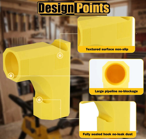 Design features of Table Saw Dust Collector Adapter 2.56 Inch ID Fit For Quick Easy Sawdust Cleanup Dual Integrated Hooks