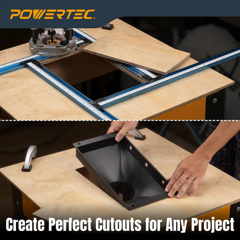 Dead Straight Precision Adjustable Router Jig With Built In Scales For Cutting Clean Grooves Slots And Inlays Rock Solid Woodworking Template Up To 24 By 24 Inches For Zero Guesswork Panel Work with mounted router.