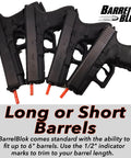 9mm Dry Fire Practice Tool For Any Handgun Universal Fit With 3 MagBlok Inserts No Tools Needed Safe Training And Malfunction Clearing Drills For Realistic Range Sessions shown on handguns with BarrelBlok.