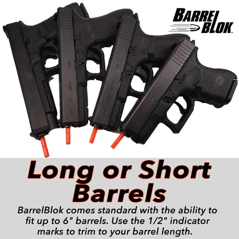 9mm Dry Fire Practice Tool For Any Handgun Universal Fit With 3 MagBlok Inserts No Tools Needed Safe Training And Malfunction Clearing Drills For Realistic Range Sessions shown on handguns with BarrelBlok.