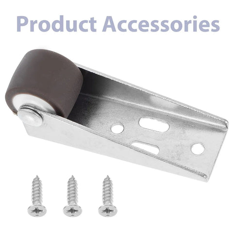 Sturdy 4 Pack Bottom Sliding Door Support Wheels Featuring Bang Up TPE Rubber Rollers For Silent Anti Droop Barn Door Guides And No Sweat Side Mount Track Installation with metal bracket and screws