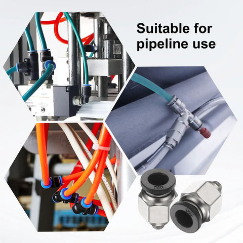 10 Pack Push To Connect Fittings One Quarter Inch Tube OD With Ten Thirty Two UNF Male Straight Union in use