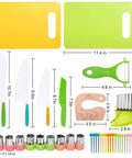 46-piece kids knife set with two cutting boards, safe plastic knives, peeler and kitchen tools