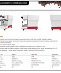 Commercial Espresso Machine With Rotary Pump, 9 Bar Pressure, 6 Liter Dual Boiler, 220V, Stainless Steel Build