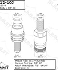 Summit Hydraulics FF12-10J JIC bulkhead quick-connect coupler with skid-steer mount; 5/8 in JIC port, front & side views