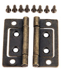 Two Pack 50x24mm Antique Furniture Hinges For Cabinets And Drawers Crafted Decorative Cupboard Butt Hinges With Screws