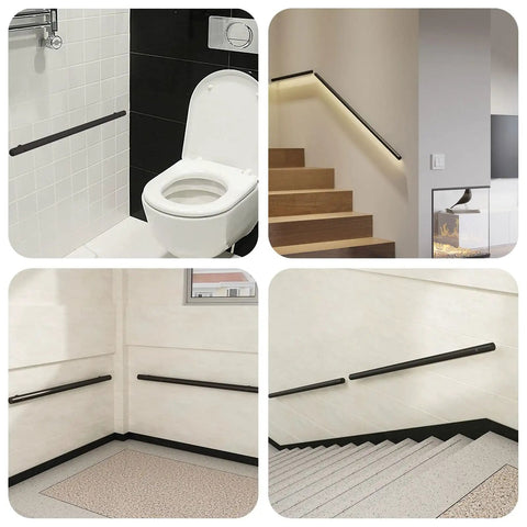 Slick Modern Indoor Stair Railing Kit Featuring Adjustable Stainless Steel Handrail And Wall Mount Banister With Two Inch Round Tube No Sweat Easy Install For Smooth Safe Steps Rock Solid Build in various settings.