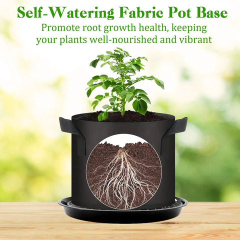 Five Pack 12 Inch Self Watering Plant Saucers, Durable Plastic Plant Trays With Bottom Water Catcher, Great For Indoor And Outdoor Pots, Auto Irrigation System For 1 To 5 Gallon Fabric Grow Bags
