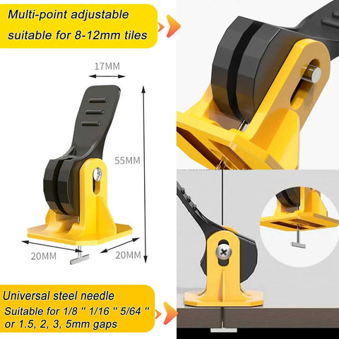Close-up of Tile Leveling System Kit With 1/8 Inch Spacers, Reusable 50 Pcs Leveler Tools showing multi-point adjustable base.