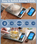 Digital Kitchen Scale With 22Lb Capacity, Precise 1g And 0.1oz Increments, showing unit options on stainless steel platform