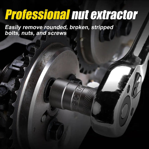 20 Piece Upgraded Bolt Extractor Set Built Tough For Impact Lug Nut Remover attached to a mechanical part