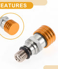Close-up of 2 Pack M5x0.8 Universal Motorcycle Fork Bleeder Screws For Dirt Bikes And Motocross Air Bleeder Valve Heavy Duty Metal Orange Hardware Fits Most Forks