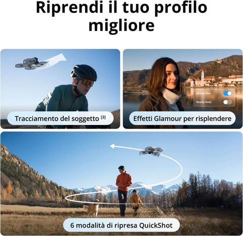 Flip Fly More Combo With RC 2 Screen Remote Controller Drone capturing outdoor activities, showcasing tracking and quickshot features.
