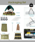 Portable Camping Shower Tent Deluxe Privacy Shelter With Two Rooms And Floor Drain Pop Up No Tool Setup packaging contents