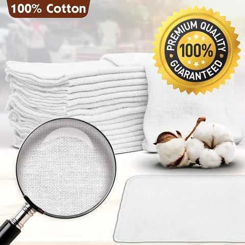 Stack of Industrial Shop Towels 14x14 Inches 100 Percent Cotton Heavy Duty Commercial Grade Rags Bulk 500 Pack