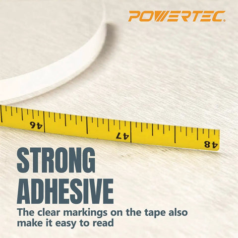 4 Foot Self Adhesive Measuring Tape With Right To Left Imperial Readout for T Track and woodworking tools, focus on markings.
