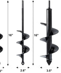 Set Of 3 Solid Shaft Garden Auger Drill Bits For Easy No Fuss Planting 1.6x16 2.6x16 3.5x16 Tulips Bulbs Bedding Plants And Seedlings