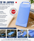 Heavy Duty Japanese Plastic Washboard For Laundry Scrubbing Portable Hand Wash Board Hella Tough For Socks Underwear Baby Gear Durable Textured Surface Removes Dirt Fast Perfect For Travel And Camping Adventures, blue washboard with ribbed texture.