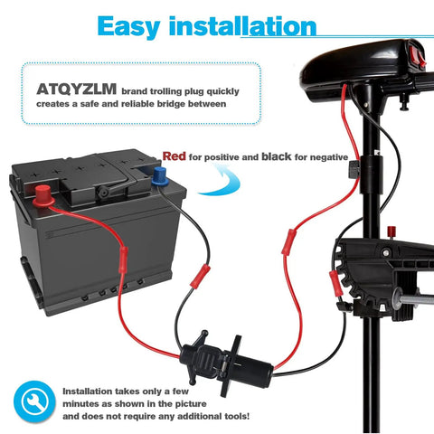 Waterproof Trolling Motor Plug And Receptacle Kit 12V 24V 48V 8 Gauge 2 Wire Quick Connect For Minn Kota Boats Easy To Use Marine Plug And Socket All Weather installed on battery and motor.