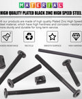 High-quality plated black zinc steel bolts and nuts from All In One M6 Hex Socket Cap Bolts And Barrel Nuts Kit 120 Pcs