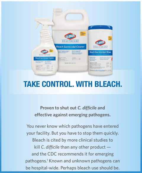 Hospital Grade Germicidal Bleach Wipes Ready To Use Disinfectant For Industrial Cleaning Kill C Difficile In 3 Minutes 58 Seconds