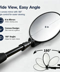 8 Inch Under Vehicle Inspection Mirror With LED Light 180 Degree Adjustable Convex Mirror Telescoping Handle Wide 200mm HD View For Cars Trucks Machinery And Tight Hard To See Areas, 8 in mirror