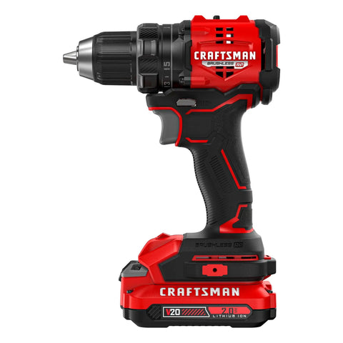 Compact Brushless Drill Driver With LED Light, 6.2 In Head For Tight Spaces, Variable Speed Trigger, 20V Power, Includes Battery And Charger