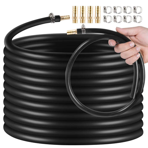 Three Eighth Inch Self Sinking Aeration Hose Kit With No Fuss Heavy Duty Build And One Hundred Feet Weighted Pond Tubing Eight Stainless Steel Clamps And Four Menders For Easy Bottom Aeration Durable PVC Hose